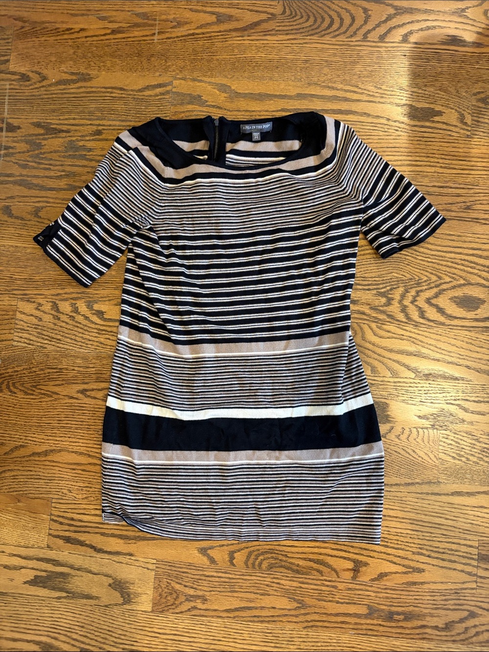 A Pea in the Pod Navy and Cream Striped Maternity Top